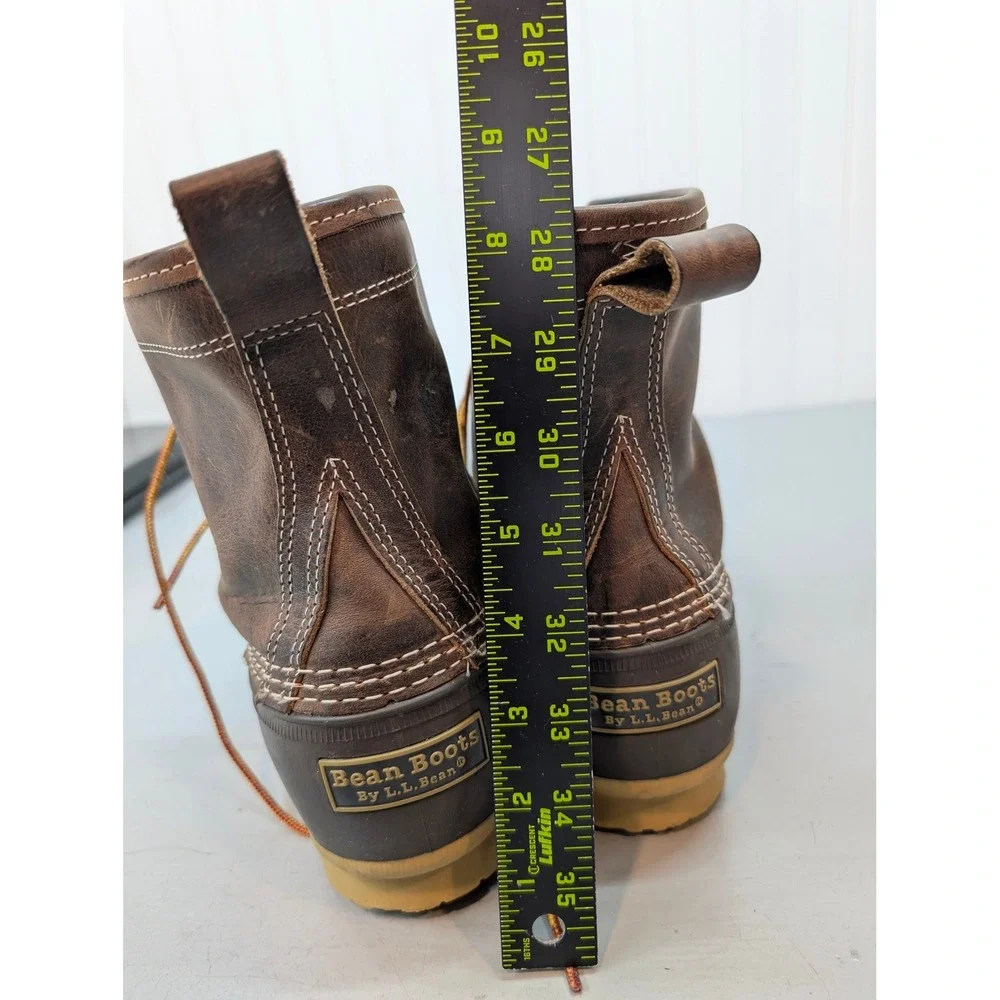 LL Bean Flannel Lined Leather Duck Boots Men's 10M Brown Made in USA 8
